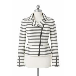bagatelle Moto Striped Asymmetrical Zip Women's Jacket Small